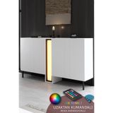 Modatte NOVA KONSOL LED IŞIKLI METAL AYAKLI MODERN TASARIM BEYAZ TV SEHPASI