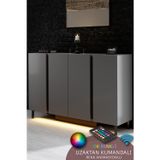 Modatte PARİS KONSOL LED IŞIKLI METAL AYAKLI MODERN ANTRASİT TV SEHPASI