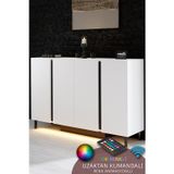 Modatte PARİS KONSOL LED IŞIKLI METAL AYAKLI MODERN BEYAZ TV SEHPASI
