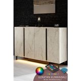 Modatte PARİS KONSOL LED IŞIKLI METAL AYAKLI MODERN TRAVERTEN TV SEHPASI
