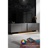 Modatte PARİS TV ÜNİTESİ LED IŞIKLI METAL AYAKLI MODERN ANTRASİT TV SEHPASI