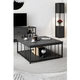 Modatte - Zenn 90X90X40 Cm Antrasit Orta Sehpa - 3.6 Cm Kalınlıkta Üst Tabla - Tymd168