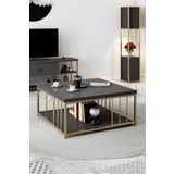 Modatte - Zenn 90X90X40 Cm Antrasit Orta Sehpa - 3.6 Cm Kalınlıkta Üst Tabla
