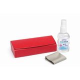 ModaTüm 3'lü Gözlük Bakım Seti, Kırmızı Gözlük Kutusu, 50ml Lens Temizleyici, Mikrofiber Bez, Suni Deri, Standart