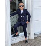 modavals 4 PARÇA 6 DÜĞMELİ CEKETLİ ERKEK ÇOCUK TAKIM ELBİSE - BEYAZ TSHIRT 13-14 Yaş Mavi 357069487