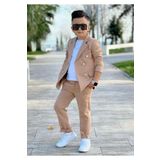 Modavals 4 Parca 6 Dugmelı Ceketlı Erkek Cocuk Takım Elbıse - Beyaz Tshırt