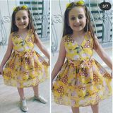Modavals Çiçekli Beli Lastikli Şifon Kız Çocuk Elbise