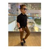 Modavals Erkek Cocuk 3 Parca Gabardın Pantolon & Gomlek & Kemer Kombın-Sıyah-745236981