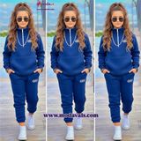 Modavals Kız Çocuk & Erkek Çocuk Alo Baskılı Traşlı Pofidik Polar Takım - Saks - 4 - 5 Yaş