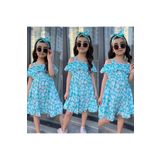MODAVALS MİNT YEŞİLİ KARDEŞ KOMBİN KIZ ÇOCUK ELBİSE & BANDANA KOMBİN