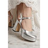 Modavien Kadın 10 Cm Platform gümüş abiye ayakkabı