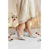 Modavien Kadın 9 Cm Platform metalik gümüş abiye ayakkabı