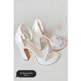 Modavien Kadın beyaz 13 cm platform gelin ayakkabısı