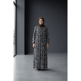 MODAVİTA Kare Yaka Battal Rahat Kesim Viskon Anne Elbise - Siyah / E102