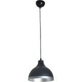 Modavize Ada Modern Mutfak Cafe Metal Siyah Içi Gümüş Renkli Gümüş Şeritlitekli Sarkıt Avize (Çap 20CM) - Siyah - Gümüş
