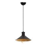 Modavize Asu retro rustik modern Salon - Mutfak - Cafe siyah içi gold metal tekli sarkıt avize siyah 25 x 51