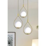 Modavize Deco Modern Tasarım Cafe - Mutfak - Salon - Oturma Odası Eskitme Renk Beyaz Camlı 3 Lü Avize - Eskitme Beyaz