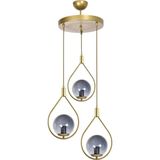 Modavize Deco Modern Tasarım Cafe - Mutfak - Salon - Oturma Odası Renk Camlı 3 Lü Avize - Eskitme Füme