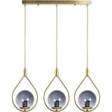 Modavize Deco Modern Tasarım Cafe - Mutfak - Salon - Yemek Masası Üstü Renk Camlı Sıralı 3 Lü Avize - Eskitme Füme