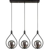 Modavize Deco Modern Tasarım Cafe - Mutfak - Salon - Yemek Masası Üstü Renk Camlı Sıralı 3 Lü Avize - Siyah Füme