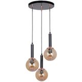 Modavize dicle 3 lü Salon - Mutfak - Yatak Odası modern rustik glop camlı sarkıt avize siyah 30 x 24