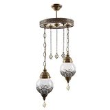 Modavize Dilan Salon - Mutfak - Yatak Odası eskitme retro 2 li camlı metal sarkıt avize eskitme 22 x 19