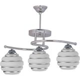 Modavize Fuji 2046 Camlı Modern Krom Kasa Gümüş Desenli 3 Lü Avize - Krom - Gümüş