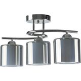 Modavize Fuji Modern Krom Füme Çift Camlı 3 Lü Avize - Krom - Füme