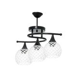 Modavize Fuji Retro Modern Siyah Kasa Camlı 3 Lü Avize - Siyah - Beyaz