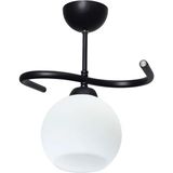 Modavize Fuji Salon - Mutfak - Yatak Odası - Hol - Siyah Renk Beyaz Camlı Tekli Avize - 1 - Mat Siyah