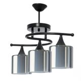 Modavize FUJİ Salon - Mutfak - Yatak Odası Siyah Modern Füme Çift Camlı Üçlü Avize siyah