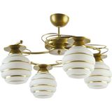 Modavize Goldina Modern Plofonyer Gold Kasa Simli Camlı Dörtlü Avize - 4