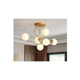 Modavize Jade 6'lı modern spor eskitme renkli salon-mutfak-yatakodası glop camlı avize gold 60 x 87