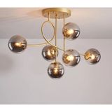 Modavize Jade 6'li Özel Tasarim Modern Spor Glpo Camlı Avize - Gold - Füme