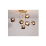 Modavize Jade 6'lı Salon - Mutfak - Yatak Odası özel tasarım modern gold renkli füme glop camlı avize gold 80 x 48