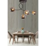 Modavize Jade Modern Globe Camlı Siyah Kasa Füme Camlı 4 Lü Avize - Renkli