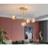 Modavize Jade özel tasarım Salon - Mutfak - Yatak Odası bal glop camlı 4 lü gold eskitme avize eskitme 80 x 180
