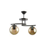 Modavize LİNDA MODERN Salon - Mutfak - Yatak Odası KAPALI GLOBE CAMLI İKİLİ AVİZE FÜME 48 x 33