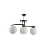 Modavize LİNDA MODERN Salon - Mutfak - Yatak Odası KAPALI GLOBE CAMLI ÜÇLÜ AVİZE SİYAH 48 x 33
