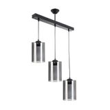 Modavize lion 3 lü Salon - Mutfak - Yatak Odası modern füme camlı sıralı sarkıt avize siyah 60 x 16