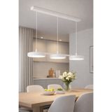 Modavize Mayda Modern Salon Yatak Odası Yemek Masası Mutfak Beyaz Işık Ledli Beyaz Renk 3 Lü Led Avize