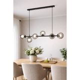 Modavize Milano Modern Tasarım Salon Yemek Odası Mutfak Siyah Renk Füme Camlı Sıralı 6lı Avize