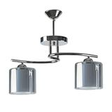 Modavize MODERN Salon - Mutfak - Yatak Odası KROM FÜME ÇİFT CAMLI İKİLİ AVİZE KROM FÜME