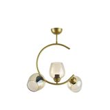 Modavize Mosso Özel Tasarım Salon - Mutfak - Yatak Odası Gold Eskitme Renk Bal 110 Camlı 3 lü Avize Gold Bal Tek Ebat