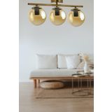 Modavize Nika Modern Salon - Mutfak - Yatak Odası Eskitme Bal Cam Modern 3 lü Avize Gold Balcam Tek Ebat