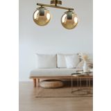 Modavize Nika Modern Salon - Mutfak - Yatak Odası Eskitme Füme Cam Modern 2 li Avize Gold Füme Tek Ebat