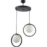Modavize Nina Modern Metal Halkalı Kapalı Camlı Ikili Avize - Beyaz - 2