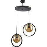 Modavize Nina Modern Metal Halkalı Kapalı Camlı Ikili Avize - Füme - 2
