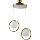 Modavize Nina Modern Metal Halkalı Kapalı Camlı Ikili Avize - Gold - 2