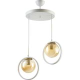Modavize Nina Modern Metal Halkalı Kapalı Camlı Ikili Avize - Renkli - 2